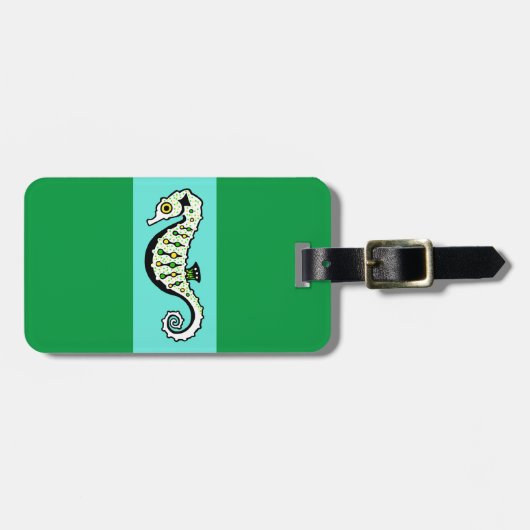 グラフィックSEAHORSE 航海の - – 緑 ラゲッジタグ (正面横)