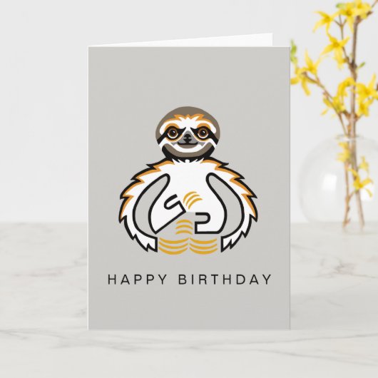 グラフィックSLOTH – 野生動物 – 自然 カード (黄色い花)