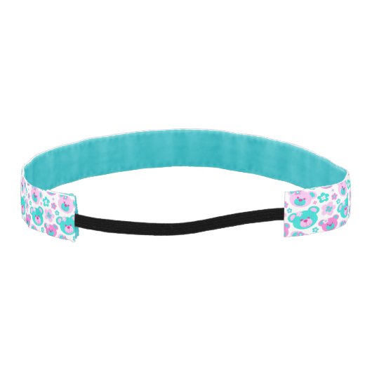 グラフィックteddyベア顔明るいパターンのヘアバンド アスレチックヘッドバンド (裏面)