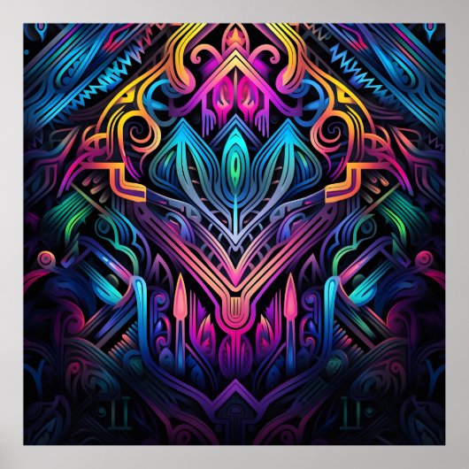 グラフィッティアート紅葉ライオンプリント ポスター (正面)