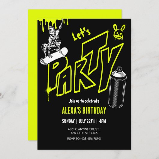 グラフィッティスケートボード通りアート 招待状 (正面/裏面)