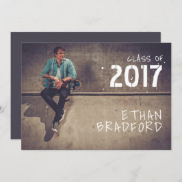 グラフィッティスタイルガイ写真卒業パーティー 招待状