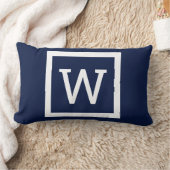 グラフィッモダンクMonogram Navy Blue ランバークッション (ブランケット)