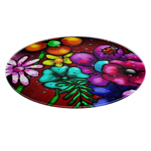 グラフィティお洒落スタイルフローラフラワーラディバグ カッティングボード (角)