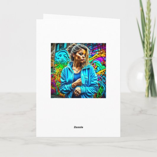 グラフィティかわいらしアーバン通りアートガール カード (裏面)