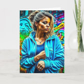 グラフィティかわいらしアーバン通りアートガール カード (正面)