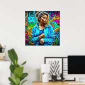 グラフィティかわいらしアーバン通りアートガール ポスター (ホームオフィス)