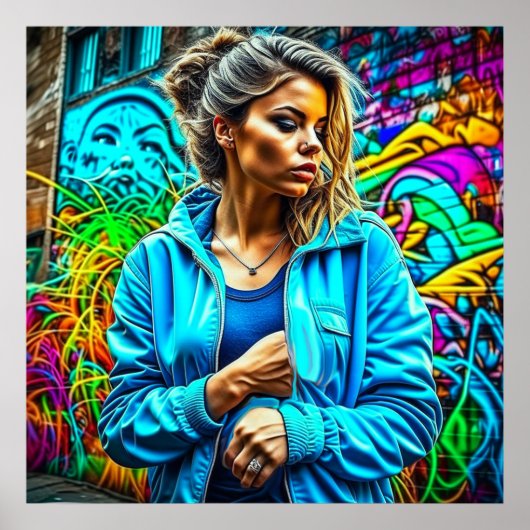 グラフィティかわいらしアーバン通りアートガール ポスター (正面)