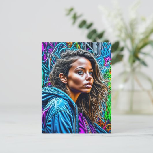 グラフィティかわいらし通りアーカラフルトウーマン空白の ポストカード (スタンド正面)