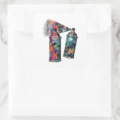 グラフィティと絵を描（ばちゃばちゃ）跳ねるスプレー缶 ラウンドシール (バッグ)