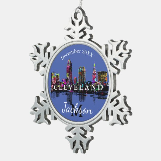 グラフィティのクリーブランド スノーフレークピューターオーナメント (右)