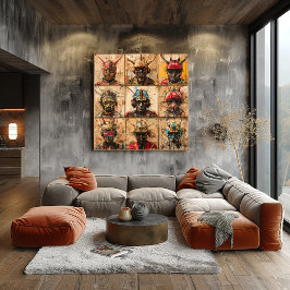 グラフィティの未来的な戦士のマスク抽象芸術グリッド ポスター