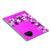 グラフィティの花とチェックのノート ノートブック (右側)