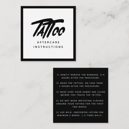 グラフィティはっきりしたスタイルタトゥーアフターケアの説明 スクエア名刺 (正面/裏面)