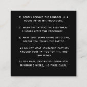 グラフィティはっきりしたパターンのタトゥーアフターケアの指示 スクエア名刺 (裏面)