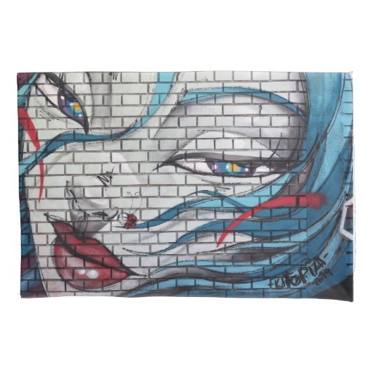 グラフィティアジアの少女 枕カバー (正面)