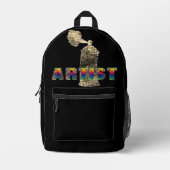 グラフィティアーティストカラフルスプレー缶バックパック プリントバックパック (正面)