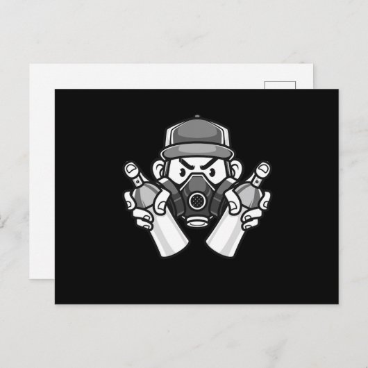 グラフィティアーティストガスマスクアーバンスプレー缶画家H ポストカード (正面/裏面)