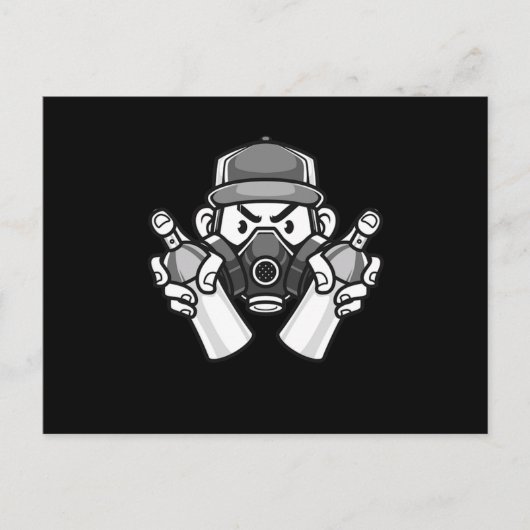 グラフィティアーティストガスマスクアーバンスプレー缶画家H ポストカード (正面)