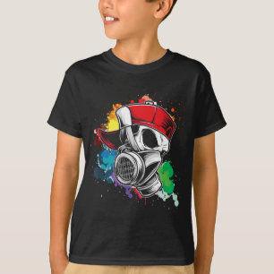 グラフィティアーティストガスマスクスプレーグラ絵を描フィティラベル Tシャツ