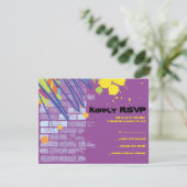 グラフィティアーティストガールバルミツワー招待状返信カード 出欠カード (スタンド正面)