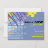 グラフィティアーティストガールバルミツワー招待状返信カード 招待状 (正面)