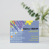 グラフィティアーティストガールバルミツワー招待状返信カード 招待状 (スタンド正面)