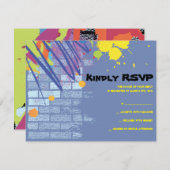 グラフィティアーティストガールバルミツワー招待状返信カード 招待状 (正面/裏面)