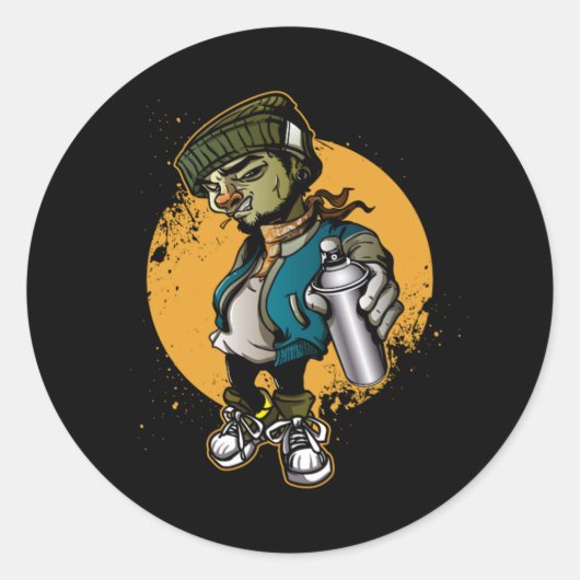 グラフィティアーティストスプレー絵画ペインターグラフィティ ラウンドシール (正面)