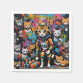 グラフィティアーティストレジェンドキャットハッピーバースデー スタンダードカクテルナプキン (正面)