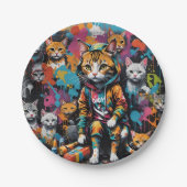 グラフィティアーティストレジェンドキャット誕生日 ペーパープレート (正面)
