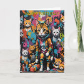 グラフィティアーティスト通り猫マイルストーン誕生日 カード (正面)