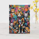 グラフィティアーティスト・レジェンドキャット12歳の誕生日 カード (黄色い花)