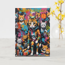 グラフィティアーティスト・レジェンドキャット12歳の誕生日 カード