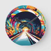 グラフィティアート付きトンネル ラウンド壁時計 (正面)