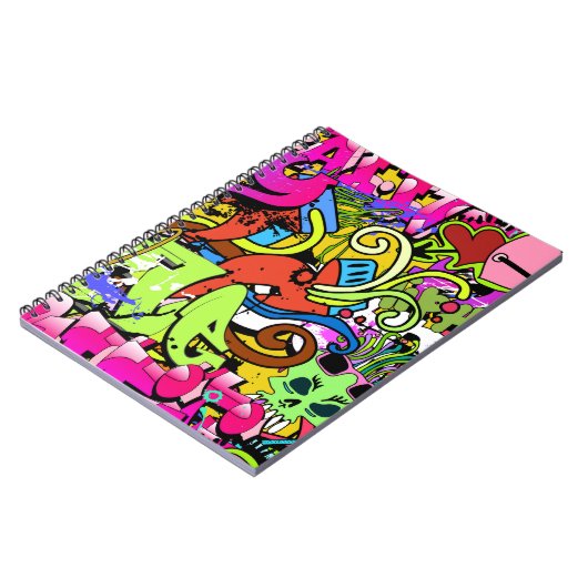 グラフィティアート:ヒップホップスタイル背景 ノートブック (左側)