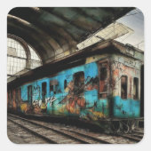 グラフィティアーバン通りアートで廃車 スクエアシール (正面)