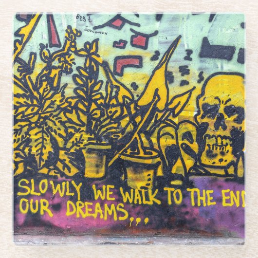 グラフィティアーバン通りアート抽象芸術 ガラスコースター (正面)