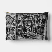 グラフィティアーバン通り白黒グランジ アクセサリーポーチ (正面)