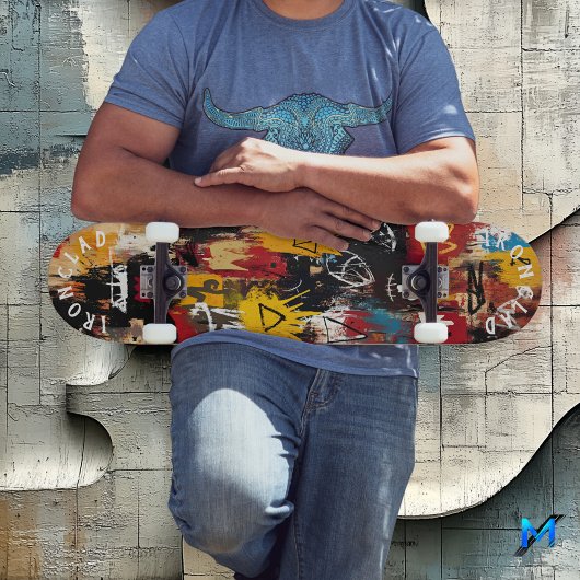 グラフィティインスパイアはっきりした抽象芸術記号とスカル スケートボード