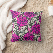 グラフィティインスパイアバラパターンピンクブラック クッション (ブランケット)