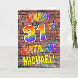 グラフィティインスパイアレインボールックハッピーハーフ31st誕生日 カード