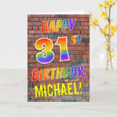 グラフィティインスパイアレインボールックハッピーハーフ31st誕生日 カード (黄色い花)