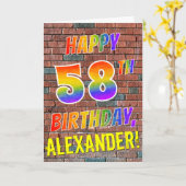 グラフィティインスパイアレインボールックハッピーハーフ58th誕生日 カード (黄色い花)