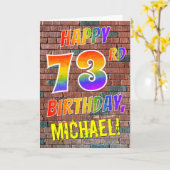 グラフィティインスパイアレインボールックハッピーハーフ73rd誕生日 カード (黄色い花)