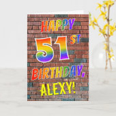 グラフィティインスパイアレインボールックハッピーファイブ1誕生日 カード (黄色い花)