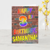 グラフィティインスパイアレインボールハッピーサードバースデー カード (黄色い花)