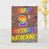 グラフィティインスパイアレインボールハッピーセカンドバースデー カード (黄色い花)