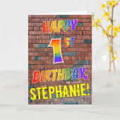 グラフィティインスパイアレインボールハッピーファースト1歳の誕生日 カード (黄色い花)