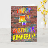 グラフィティインスパイアレインボールハッピー4歳の誕生日 カード (黄色い花)